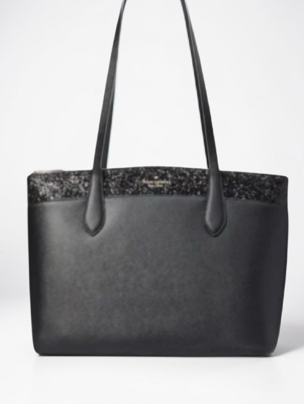 Kate Spade NWT Black Glitter Tote Bag & Matching Cosmetic Pouch Set - Picture 10 of 11
